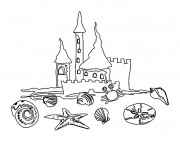 Coloriage et dessins gratuit Château de Sable Coquillages à imprimer