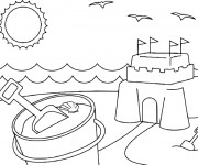 Coloriage et dessins gratuit Château de Sable en été à imprimer