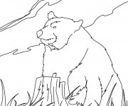 Coloriage et dessins gratuit Grizzly dans la nature à imprimer