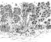 Coloriage et dessins gratuit Jardin Adulte en noir à imprimer