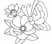 Coloriage et dessins gratuit Papillon heureuse sur Fleur à imprimer