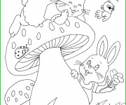 Coloriage et dessins gratuit Animaux s'amusent dans le Jardin à imprimer