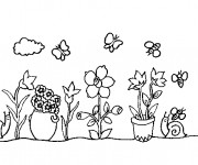 Coloriage et dessins gratuit Fleurs au Jardin en ligne à imprimer