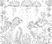 Coloriage et dessins gratuit Jardin et Poissons à imprimer