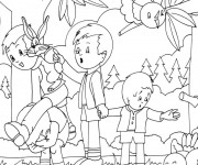 Coloriage Les Enfants dans la Forêt