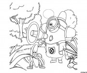 Coloriage Robot dans La forêt dessin animé