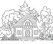 Coloriage Une maison dans La forêt