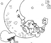 Coloriage et dessins gratuit Bisounours sur La lune à imprimer