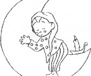 Coloriage et dessins gratuit Enfant dort sur La Lune à imprimer