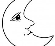 Coloriage et dessins gratuit Lune avec visage à imprimer