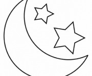 Coloriage et dessins gratuit Lune et Étoiles pour enfants à imprimer