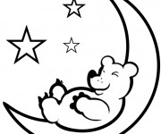 Coloriage et dessins gratuit Ours sur Le Croissant de Lune à imprimer