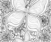 Coloriage et dessins gratuit Magnifique Papillon et Les Fleurs à imprimer