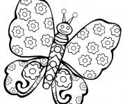 Coloriage Papillon décoré en fleurs
