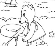 Coloriage et dessins gratuit Ours sur la plage à imprimer