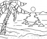 Coloriage et dessins gratuit Palmier sur La plage à imprimer