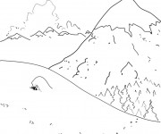 Coloriage Montagne en Hiver