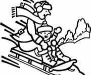 Coloriage et dessins gratuit Montagne Ski sur Luge à imprimer