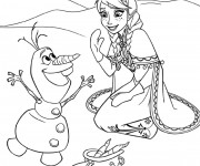 Coloriage Elsa et Olaf en plein air