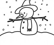 Coloriage Homme de Neige en hiver