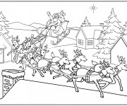 Coloriage et dessins gratuit Atterrissage du Père Noël à imprimer