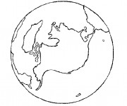 Coloriage Planète Terre en noir et blanc