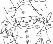 Coloriage et dessins gratuit Petit ours s'amuse sous la Pluie à imprimer