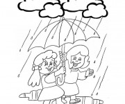 Coloriage et dessins gratuit Pluie et Parapluie à imprimer