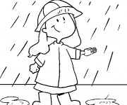 Coloriage Une fille mignonne sous la pluie