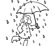 Coloriage et dessins gratuit Une fille sous la pluie à imprimer