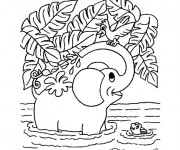 Coloriage Éléphant dans la Rivière