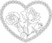 Coloriage et dessins gratuit Rose et coeur en fleurs à imprimer