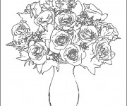 Coloriage et dessins gratuit Roses dans une vase à imprimer