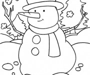 Coloriage Bonhomme de neige joyeux