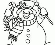 Coloriage et dessins gratuit bonhomme de neige très joyeux à imprimer
