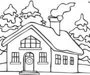 Coloriage et dessins gratuit Une maison en Hiver à imprimer