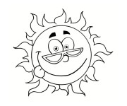 Coloriage et dessins gratuit Le Soleil avec visage à imprimer