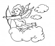 Coloriage et dessins gratuit Ange gardien sur les nuages à imprimer