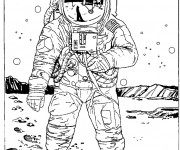 Coloriage et dessins gratuit Astronaute américain lune à imprimer