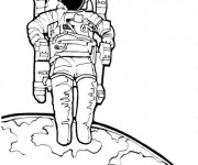 Coloriage et dessins gratuit Cosmonaute illustration vectorielle à imprimer