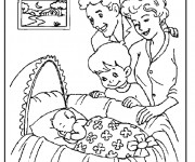 Coloriage Bébé et la famille