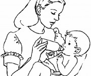 Coloriage et dessins gratuit Bébé et Maman à imprimer