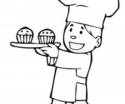 Coloriage et dessins gratuit Boulanger avec gâteaux à imprimer