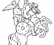 Coloriage Chevalier guerrier sur le cheval