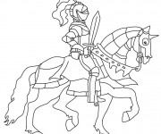 Coloriage et dessins gratuit Chevalier sur son cheval à imprimer