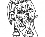 Coloriage Chevalier Viking et armes