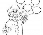Coloriage et dessins gratuit Un clown avec des ballons à imprimer