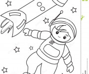 Coloriage Astronaute et fusée
