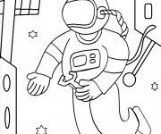 Coloriage et dessins gratuit Cosmonaute fait des réparations à imprimer