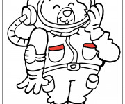 Coloriage et dessins gratuit Ours cosmonaute pour enfant à imprimer